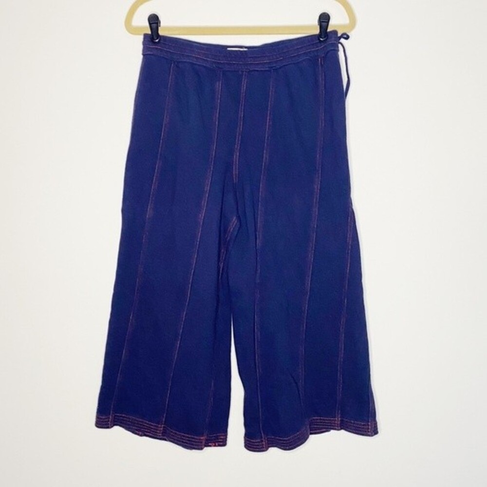 Anthropologie Saturday Sunday Muse Wide-Leg Navy Blue Terry Pants Size Small - Picture 4 of 12